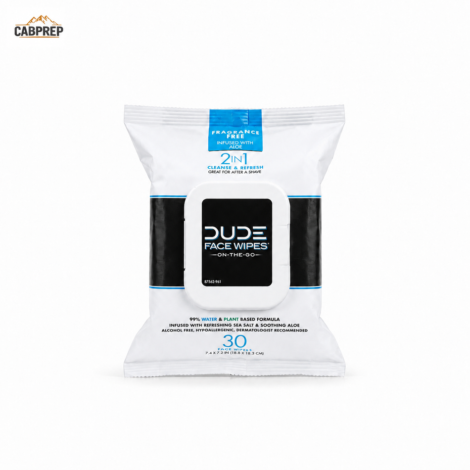 DUDE Face & Body Wipes — 30ct, Shower-Free Freshen Up for the Road