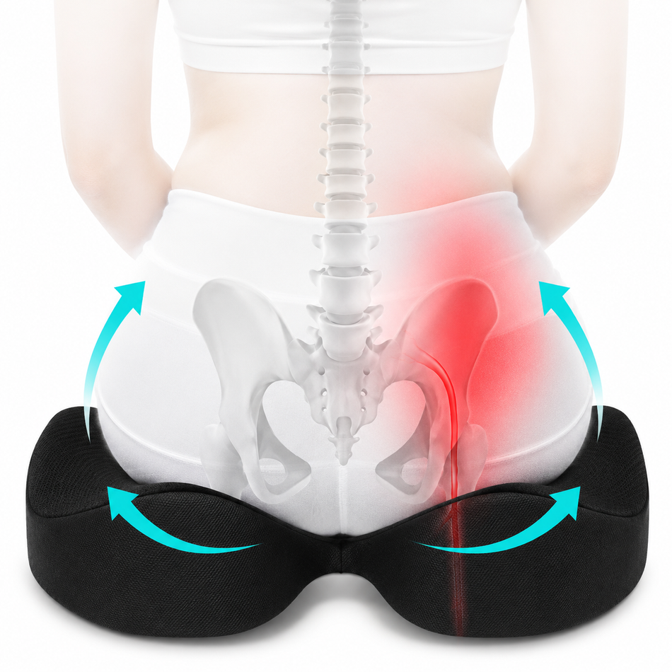 Memory Foam Coccyx Seat Cushion — Tailbone & Lower Back Support