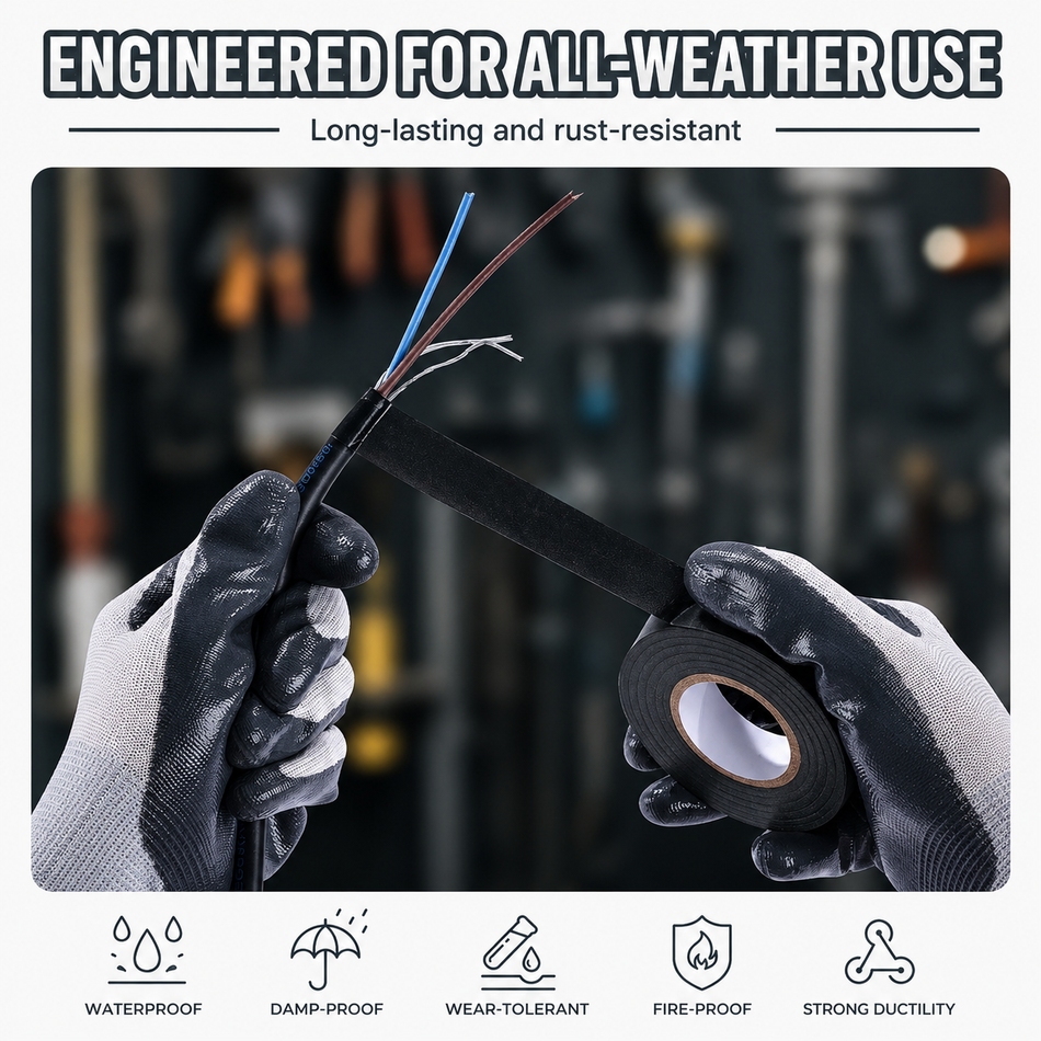 10-Roll Electrical Tape — 600V Black, Pro Grade