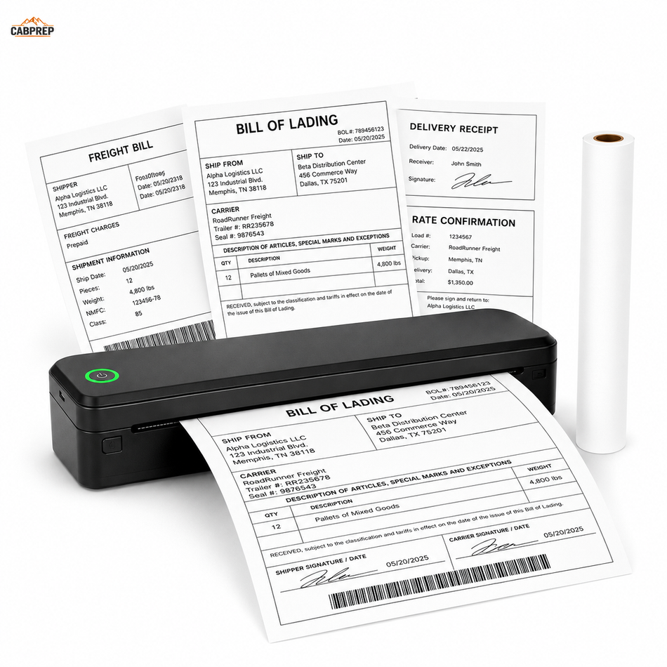 Cab Mobile Printer — Inkless Bluetooth Thermal, Full-Size Paperwork On the Road