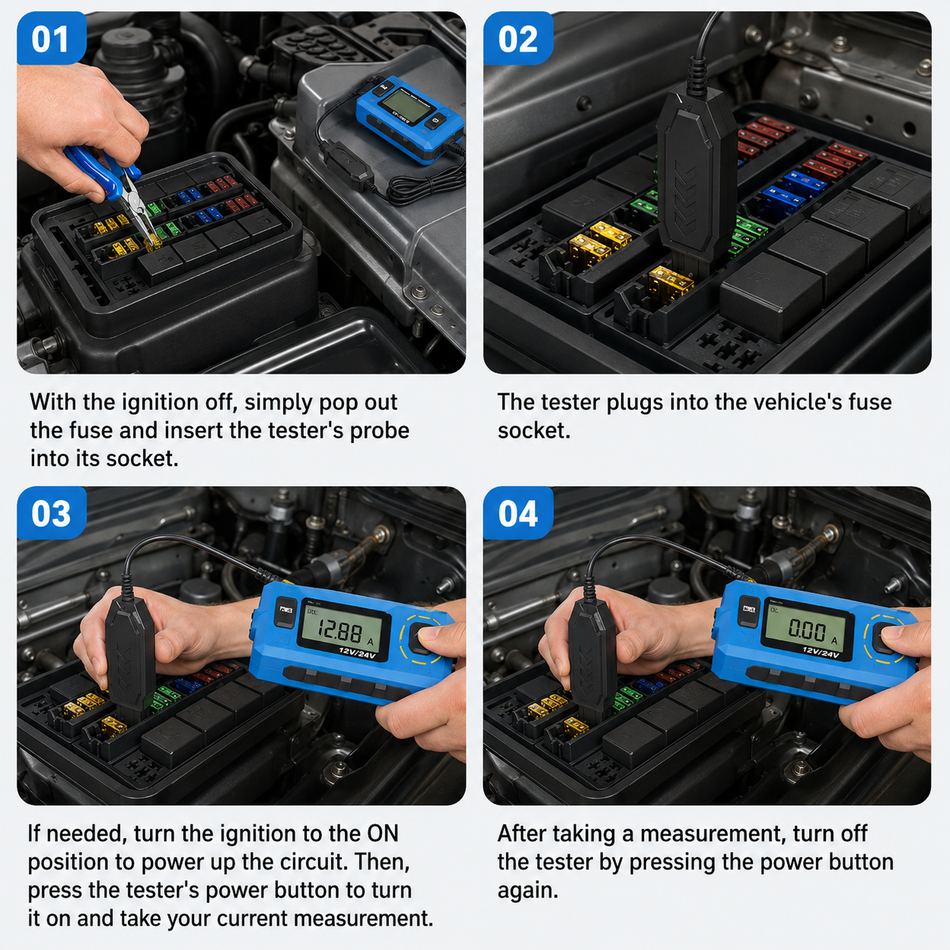 Digital Fuse Current Tester — Battery Drain Finder