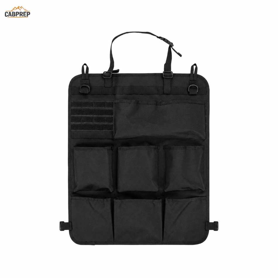 Tactical MOLLE Cab Seat-Back Organizer — 7-Pocket Blackout