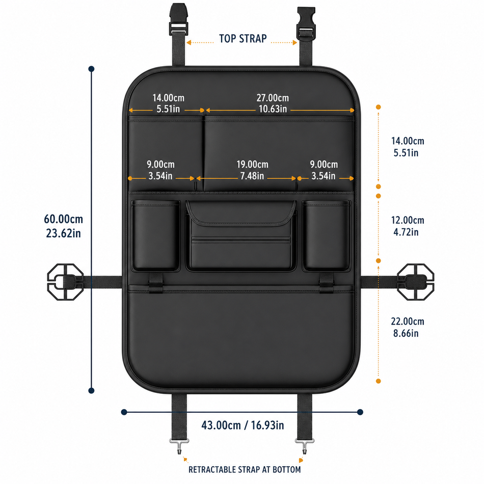 Premium Cab Seat-Back Organizer — Heavy-Duty Waterproof, 6-Pocket