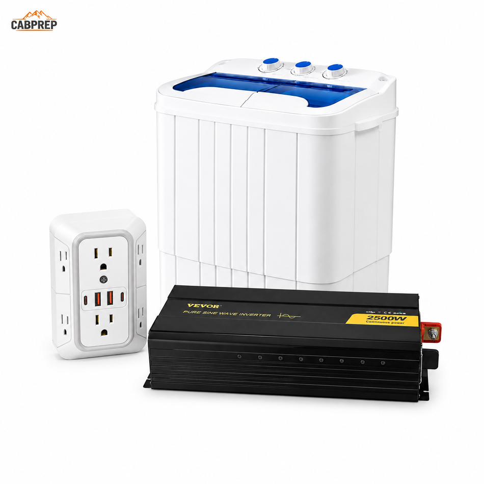 Cab Power Kit — 2500W Inverter, Power Strip & Portable Washer