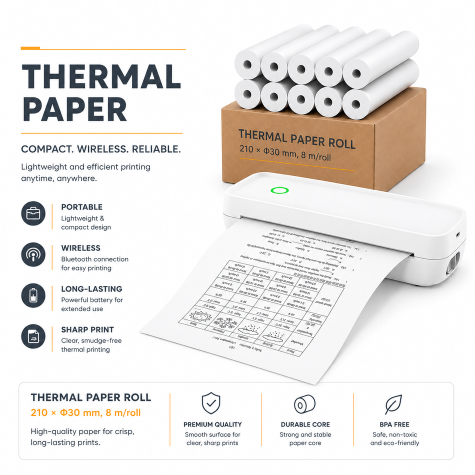 Cab Printer Thermal Paper — Refill Rolls (Standard & Long-Storage)