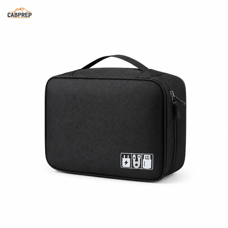 Cab Tech Organizer Case — Cables, Chargers & Power Bank, 3-Layer