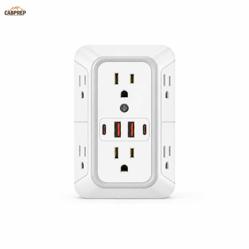 Cab Power Strip — 6 AC Outlets + 4 USB, Runs Off Your Inverter