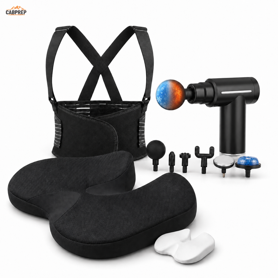 Body Recovery Kit — Back Brace, Coccyx Cushion & Massage Gun