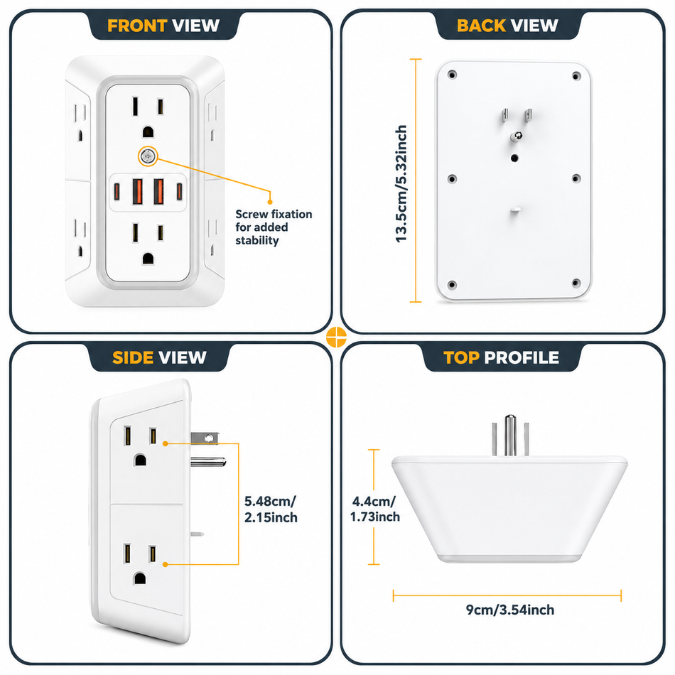 Cab Power Strip — 6 AC Outlets + 4 USB, Runs Off Your Inverter