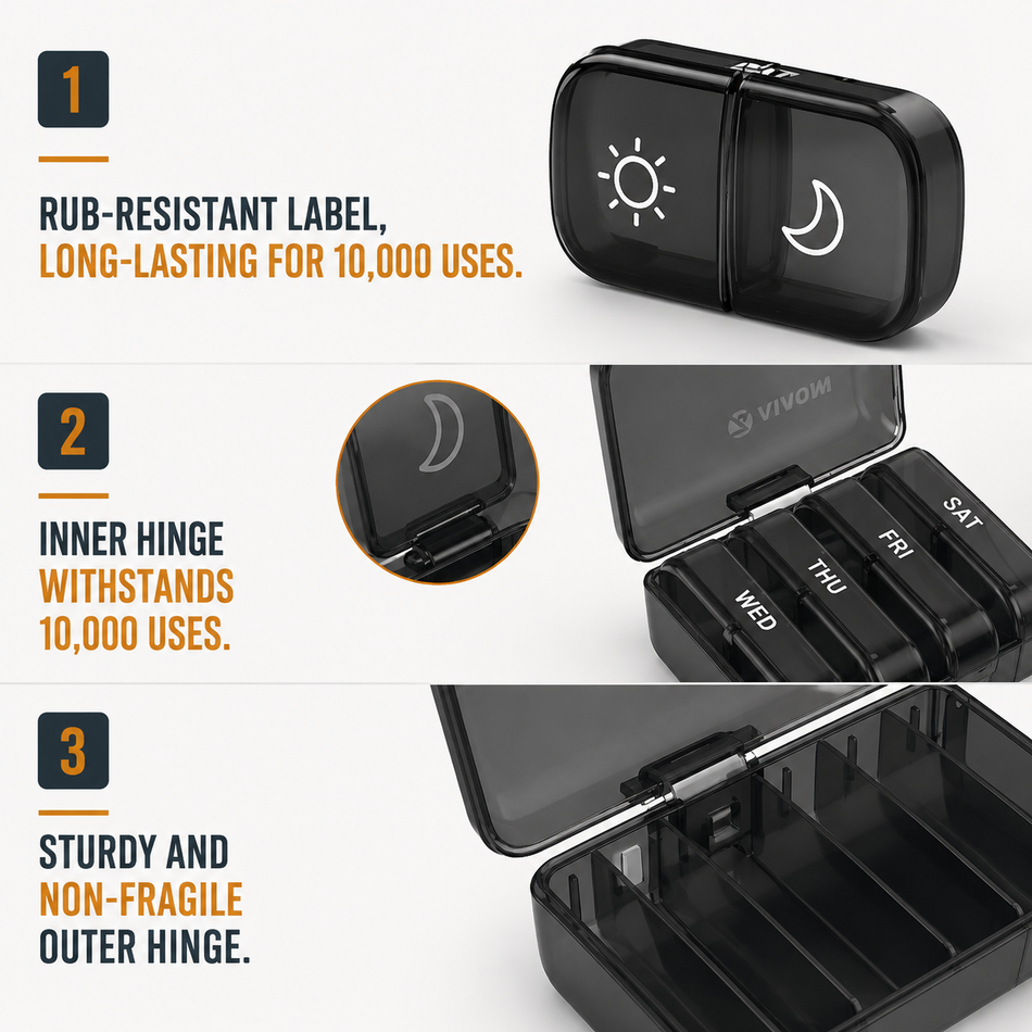 7-Day Cab Pill Organizer — AM/PM, 14 Compartments