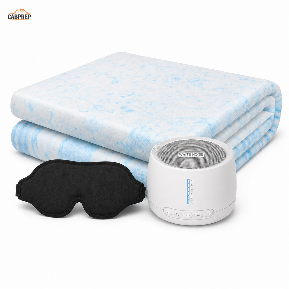Sleep-on-Your-10 Kit — Blackout Mask, White Noise & Cooling Topper