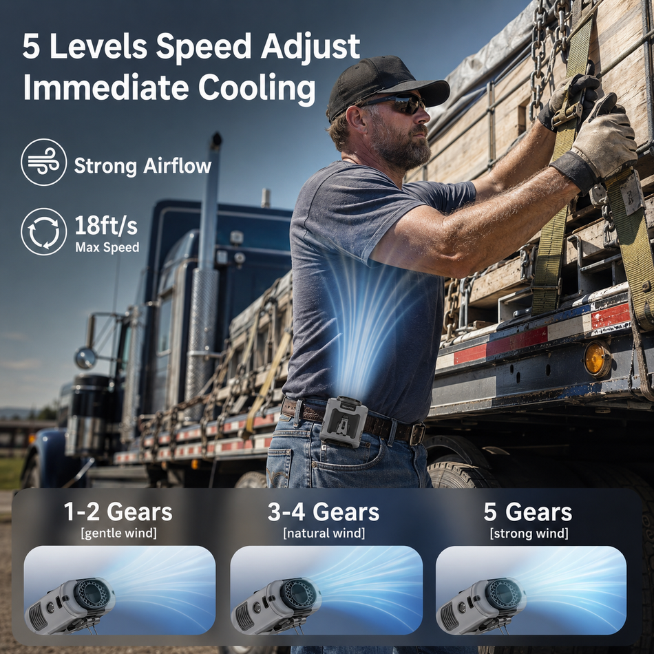 Hands-Free Waist & Neck Fan — Multi-Speed Personal Cooling, 10000mAh