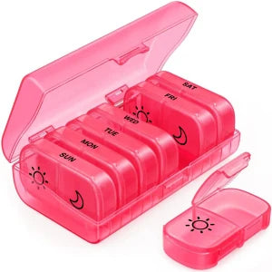 7-Day Cab Pill Organizer — AM/PM, 14 Compartments